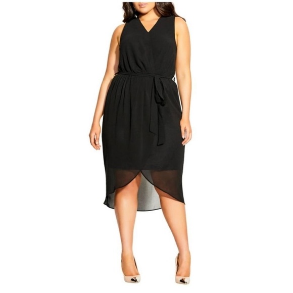 City Chic Dresses & Skirts - NWT New with Tags City Chic Sexy Tie Sleeveless Chiffon Tulip Dress Black 16